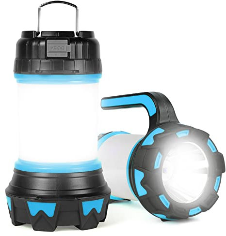flintronic Lanterne LED Rechargeable, 1000 Lumens Lampe Camping 360°, Lampe Led Rechargeable Projecteur Portable, Ultra Puissante, Lampe de Camping 6 Modes, Câble USB Inclus, IPX4 Étanche-Bleu