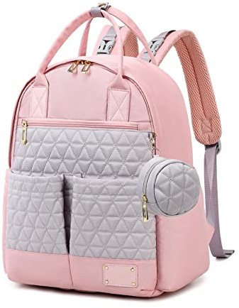 SONARIN Multifunktionale Leichte Baby Wickelrucksack Wickeltasche,Große Kapazität Wasserdichte Babytasche Wickeltasche Rucksack Reisetasche mit Schnullertasche für Mama & Papa(Rosa)