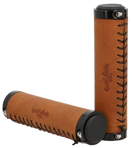 Gusti Echtes Leder - Gary F. Leder Lenkergriff Fahrradgriff Ledergriff Braun Leder Metallring Schwarz