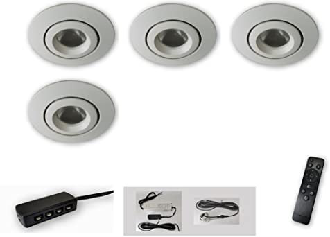 Mini LED Spot weiss schwenkbar 4er Set CCT 2700K-6500K dimmbar per Fernbedienung 12V IP44 Einbaustrahler