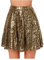 Paillettenrock Faltenrock Gold Rock Plisseerock Shiny Metallic Minirock Glitzer Kurz Rock Party Club Kostüm Faltenrock für Damen Teenager Mädchen Mini Tanz Tutu Hohe Taille Bauchtanz Kurzer (Gold, S)