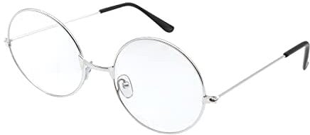 ALLY-MAGIC Y7FGYXYJ Runde Brillengestelle mit Metallrahmen, klare Gläser, Vintage-Brille, Unisex, silber, 33 EU