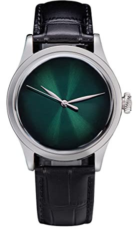 Sugess Herren-Armbanduhr, 38 mm, klassische Automatisierung, mechanisch, mit gewölbtem Saphirglas, einfache Armbanduhr, Grün