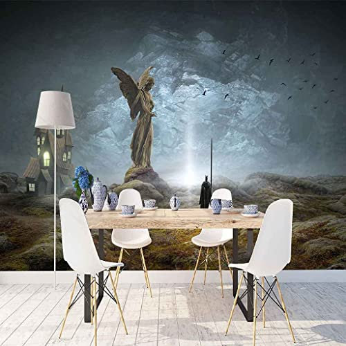 Individuelle Fototapete Wandbilder - Engels Statue - Selbstklebende Tapete Panorama 3D Wandbild Tapete 3D Effekt Wandposter Für Wohnzimmer Schlafzimmer Kinderzimmer 350(B) x256(H) cm