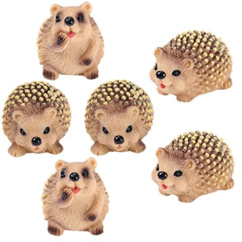 Yardwe 6er Igel Deko Figur Aus Harz, Miniatur Garten Deko Für Büro, Garten, Blumentöpfe, Naturgetreue Tierfiguren Für Zuhause