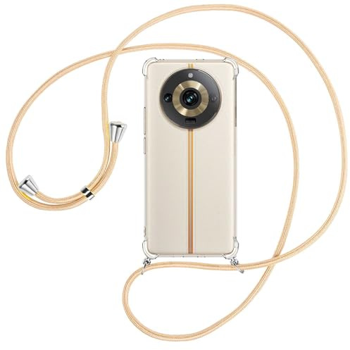 mtb more energy® Handykette kompatibel mit Realme 11 Pro, Realme 11 Pro Plus - Shiny Goldfarbene Ösen - Smartphone Hülle zum Umhängen - Anti Shock Full TPU Case