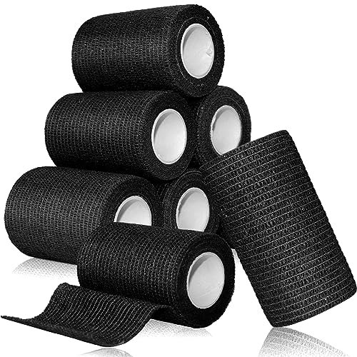 aurorayer 8 Rollen Selbstklebender Verband 7,5cm x4,5m Sport Elastische Fixierbinde,Selbsthaftende Bandage, Vet Wrap Pet Fixierbinde für Finger Pferd Katze Hund (Schwarz)