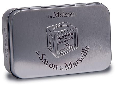 La Maison du Savon de Marseille Seifendose mit Olivenöl duftender Sheabutter-Seife in Marseille, Seifenhalter für die Dusche und Reiseseifenhalter, 125 g Seifenstück