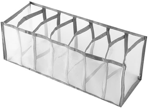 Rumyve Folding Clothing Organizer, Mesh Closet Storage Box with Drawer Divider Set, Washable Gray Storage for Socks, Underwear, Tie and Scarf (1 Piece)
