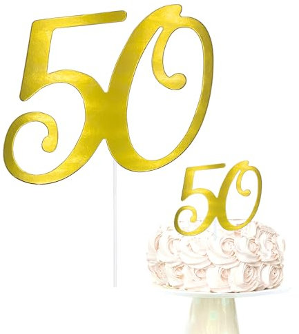 Oblique Unique® Torten Kuchen Topper mit Zahl Gold Aufsatz für Geburtstag Jubiläum Deko Muffin Cupcake Dekoration (Zahl 50)