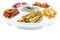 HOMESHOPA Plastic Compartment Trays, Lightweight Reusable Serving Platters for Parties, Compartment Appetizer Platter, Round Divided 6 Section Food Catering Trays for Snacks Fruits Nuts (White, 1)