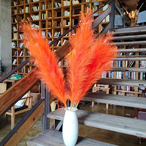 penepico Künstliches orangefarbenes Pampasgras, hoch, 8 Stück, 110 cm, große künstliche Pampasblumen, flauschig, Lange künstliche Federblumen für Boho-Hochzeitsdekorationen, Wohnzimmerdekorationen