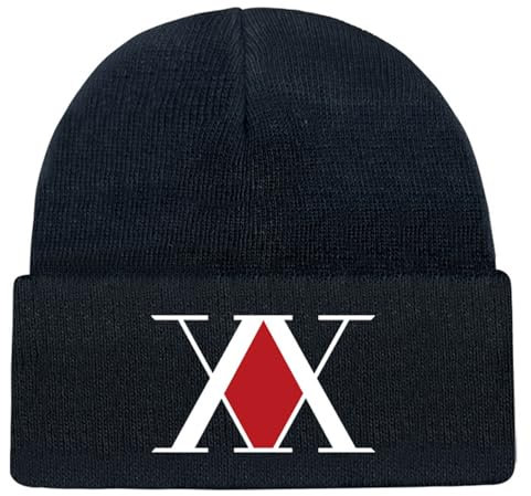 flowereyes Hunter X Hunter Beanie Hat Killua Zoldyck Winter Strickmütze für Jungen Mädchen Gon Freecss Cap Slouchy Winter HXH Killua Gon Knitted Hats Bobble Hat Cuff Knit