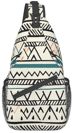 Dwrepo Boho Triangel Streifen Druck Kreuz Brusttasche Crossbody Rucksack Sling Schultertasche Reise Wandern Daypack Radfahren Tasche, Schwarz, One Size, Sling Rucksäcke, Schwarz, EinheitsgröÃŸe
