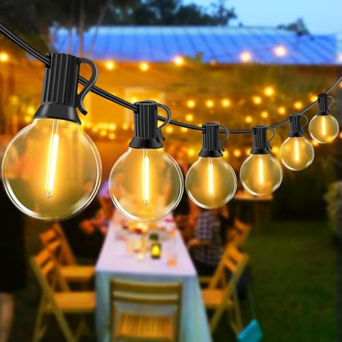LED Lichterkette Außen - 12M Outdoor Lichterkette Strom 18+1 LED Glühbirnen Wetterfest IP44 Wasserdicht Balkon Lichterketten Innen Aussen Lichterketten für Terrasse Garten Hochzeiten Partys (12M 18+1)
