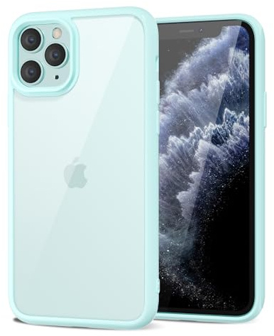 LoeoeL for iPhone 11 Pro Case Clear, Transparent Hybrid 11 Pro Phone Case [Hard Plastic & Soft Silicone Bumper] Acrylic Non Yellowing Thin Slim Protective Cover for Women, Teal