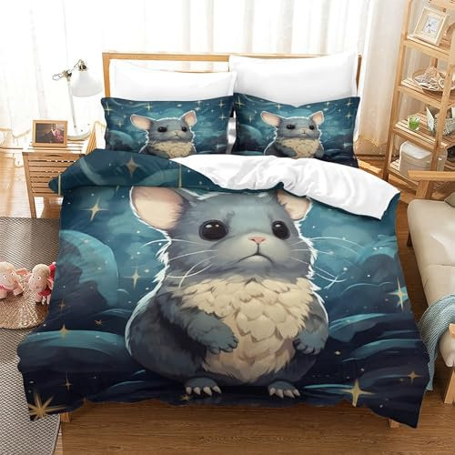 phszbzs Totoro für Kinder mädchen Jungen 3D Gedruckter Niedlich bettbezug Set bettwäschegarnitur Reissverschluss und kissenbezüge weich microfaser bettwäsche 3 teilig super King（260x220cm）