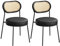 VASAGLE Lot de 2, Chaise de Cuisine, Style Boho, Dossier en Polyrattan, Similicuir, Rembourrée, pour la Cuisine et Le Salon, Noir d'encre LDC160B02