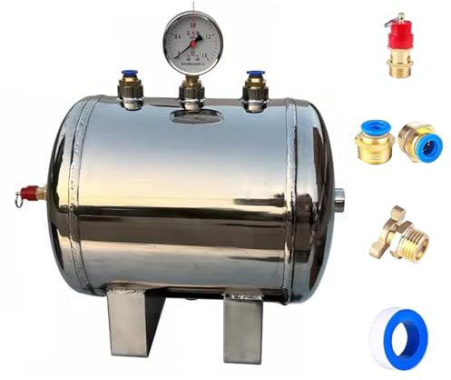 50 40 30 20 10 L Air Pressure Tank Portable Accumulator Storage Tank, Heavy Duty Stainless Steel Pressurized Gases System with Complete Kit, Temporary Negative Pressure Tank for Home Stores Restaurant