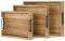Flexzion Rustic Serving Set - 3-piece Fir Wood Serving Trays with Handle, Stackable Charcuterie Tray for Ottoman Coffee Table, Food & Decor Set