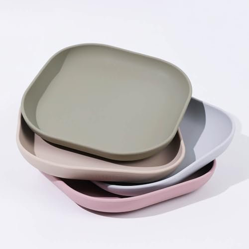 Aloonii Piatto piano per bambini in silicone elegante | Bambino | Stoviglie per bambini più grandi (cielo)