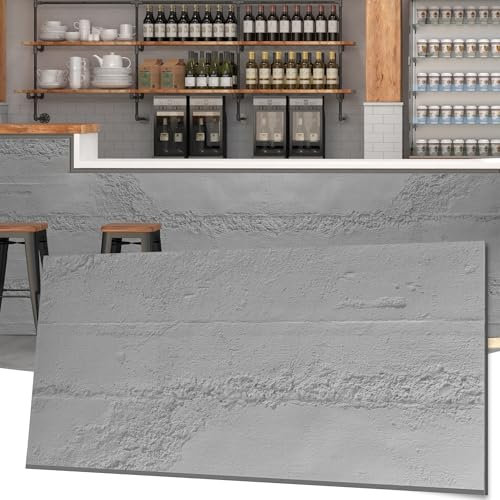 KASARO PU 3D Wandpaneele Zement Textur, 4 Stück Wainscoting Panel Akzent für Innenwanddekoration, wasserdichte Wandverkleidung, 47,24 × 60 cm