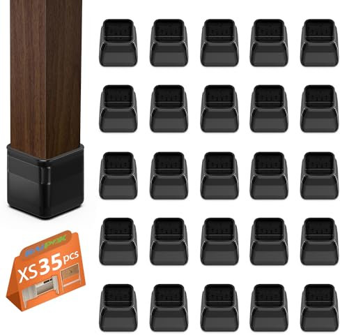 Chair Leg Floor Protectors, 35pcs BAIPOK Silicone Chair Leg Covers Caps for Hardwood Floors with Wrapped Felt, Furniture Feet Protectors Pads (X-Small）