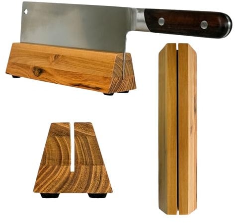 Nomware Cleaver Stand | 8.3-inch solid wood cleaver knife storage block (Teak, 2mm)