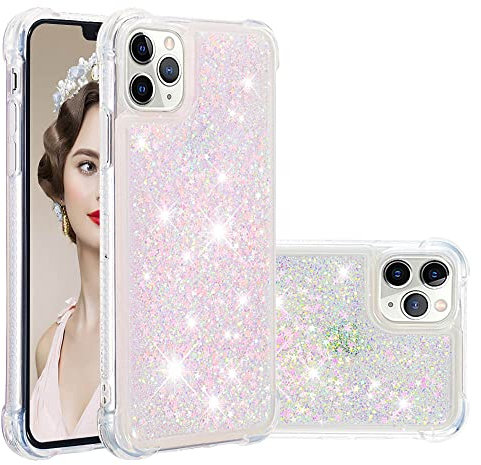 SIYOPINPFY Compatible With iPhone 11 Pro Case, iPhone 11 Pro Case 2019 Glitter Bling Sparkle for Women Girls Liquid Floating Quicksand Cover Shockproof Compatible With iPhone 11 Pro - Star Rose YB