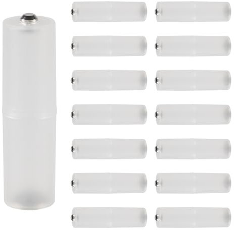 15PCS AAA to AA Battery Adapter Converter AAA to AA Battery Holder Transparent Cases AAA to AA Adapter with Metal Contacts on Bottom for Battery Converter AAA to AA