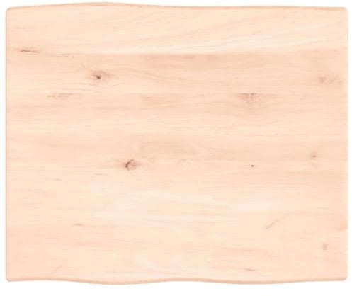 vidaXL Tischplatte, Holzplatte für Tisch Esstisch Couchtisch, Massivholzplatte Handgefertigt mit Baumkante, Ersatztischplatte, 60x50x2cm Massivholz Eiche Unbehandelt