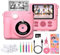 Funkam Kinderkamera: Sofortbildkamera mit 1080P, 2,4 Zoll Bildschirm, Druckpapier & 32GB TF Karte, Digitalkamera mit bunten Stiften - Geschenk für Kinder 3-12 Jahre (Rosa)