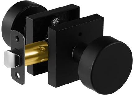 newliplace Black Privacy Door Knob, Black Door Knobs Interior with Lock, Matte Black Interior Round Door Knob for Bathroom Bedroom