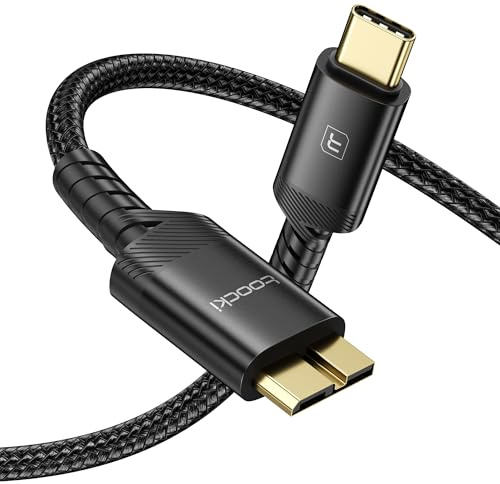 toocki USB C to Micro B Cable 0.5 m (2-Pack), Type C 3.0 to Micro B Hard Drive Cable, USB C Male to Micro-B Compatible with Toshiba/Seagate/WD External Hard Drive MacBook, Samsung