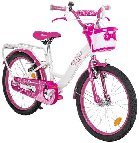 Actionbikes Kinderfahrrad Daisy 20 Zoll | Kinder Fahrrad für Mädchen - Ab 6-9 Jahren - V-Brake Bremse - Kettenschutz - Luftbereifung - Fahrräder - Laufrad - Kinderrad (Daisy 20 Zoll)