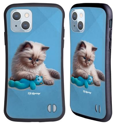 Head Case Designs Offizielle P.D. Moreno Blauer Bär Spielen Sie Cat Artwork Hybride Handyhülle Hülle Huelle kompatibel mit Apple iPhone 14