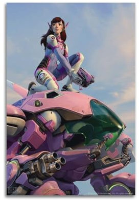NRCKMIHRAE Overwatch-Poster, Motiv: Spiel D.Va, dekoratives Gemälde, Leinwand, Wandposter und Kunstdruck, moderne Familienschlafzimmer-Dekoration, Poster, 20 x 30 cm
