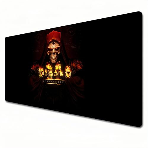 Diablo Tapis de souris de jeu noir et rouge, XXL 900 x 400 cm, grand tapis de souris à bords cousus, imperméable, antidérapant (A03, XXL)