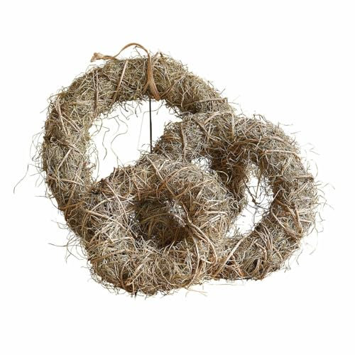 Loberon Deko-Kranz 3er Set Zahar, DREI Größen, Rustikales Aussehen, Handgebunden, Dekoration, Türkranz, Gras, Haselnuss-Stecken, braun