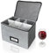 HURZMORO Wine Glass Storage Box with Dividers, Holds 6 Red or White Wine Glasses, Hard Top and Sides,6 Compartment Stemware Storage Container, Grey