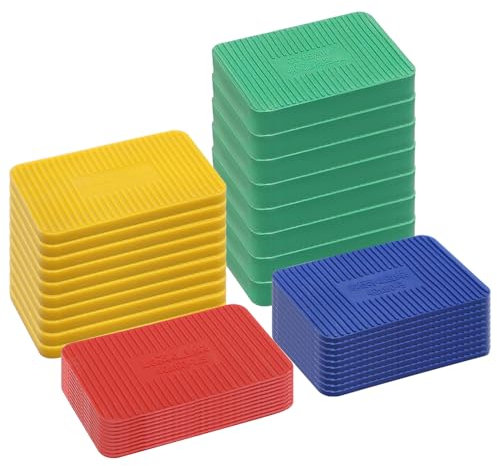 Aoyswuz 40 Stück Unterlegplatten Kunststoff 1,5mm/3mm/5mm/10mm Ausgleichsplättchen, Verglasungsklötze Unterlegplättchen für Fußpolster, Verstemmen