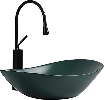 JKJZSALJ Lavandino da Appoggio in Ceramica Verde Opaco sopra Il Piano del Lavandino del Bagno, Lavabo Creativo, Lavabo Artistico, Lavabo Domestico, Lavandino da Appoggio per Il Bagno