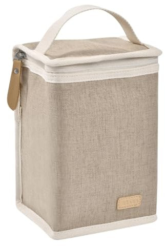 BEABA, Bolsa Isotérmica para Comida de Bebé, Gran Capacidad, Compartimento para Biberones, Funda Thermo para comida Infantil, Plegable, Material Suave e Impermeable, Arcilla