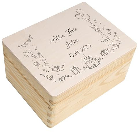 Creative Deco Personalisiert Geburtstag Geschenke für Frauen, Männer und Kinder Erinnerungsbox Holzkiste | Mehrere Motiv für Geburtstag | Individuelles Geschenk | Geschenkkiste Geschenkbox