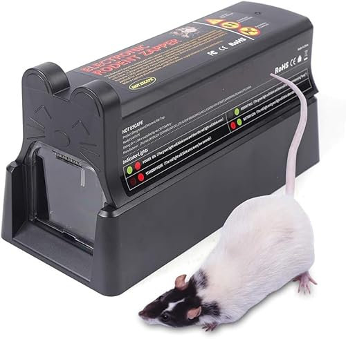 Elektrische Rattenfalle, 7000V Mausefalle Elektrisch mit Netzadapter und LED-Licht, Automatisch Elektrische Mausefalle für Mäuse Hamster Wühlmäuse, Duale Stromversorgung
