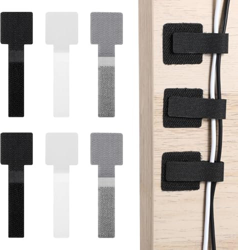 60 Stück Kabelbinder Klett Wiederverwendbare Klett-Kabelbinder Klettverschluss Selbstklebend Kabelbänder Kabel Organizer Kabelklett Für Kabelmanagement Wandbehänge Auto Zuhause Büro（3 Farben）