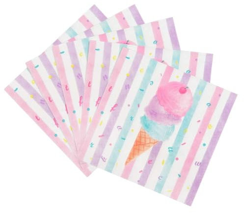 Eiscreme-Party-Serviettenzubehör – 50 Stück Servietten, 3-lagig, süßes Eis, Party-Dekoration für Mädchen, Rosa, Geburtstag, Babyparty, Mittagessen, Dessert, Servietten für Mädchen, Pool, Sommerfeier