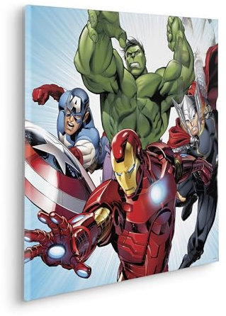 Komar Keilrahmenbild - Marvel Avengers Teampower - Größe: 60 x 60 cm - Kinderzimmer, Wanddekoration