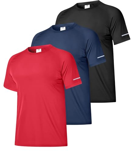 Boyzn 3er Pack Rashguard Herren, UPF 50+UV Schutz Schwimmshirt T-Shirts Schnelltrocknend Atmungsaktiv Rash Guard, Funktionsshirt Herren Kurzarm UV Badeshirt Wassershirt Wandershirt für Surfen 3P01-XL