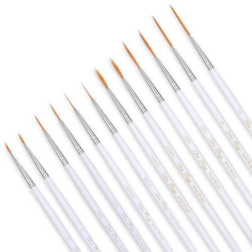 12PCS Pinceaux Peinture, Pinceaux Peinture Acrylique, Pinceau Fin, Pinceau Acrylique pour Huile Aquarelle Gouache Nail Art à L'échelle De Modèle Miniature Figurine Dessin Au Trait